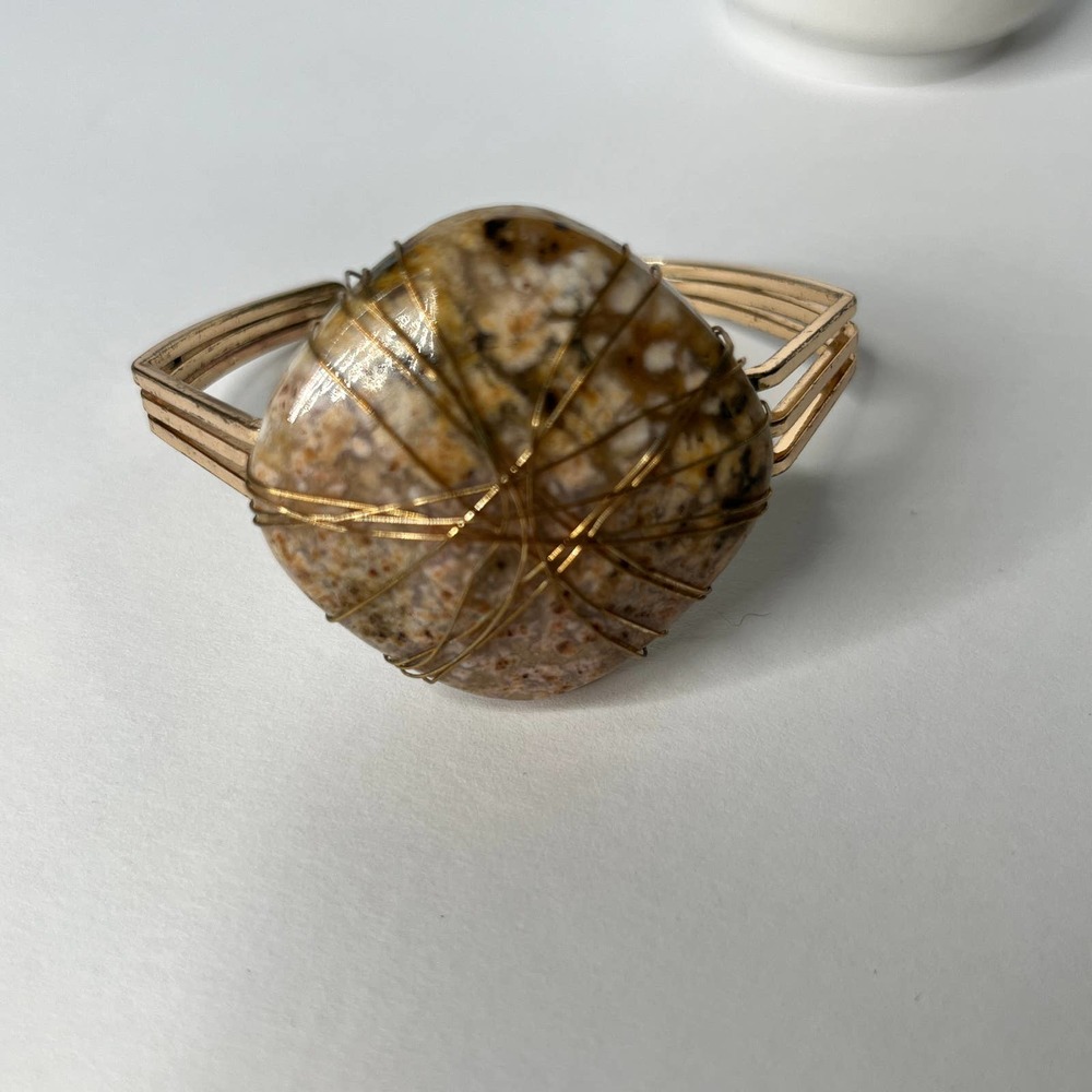 Statement Bracelet Gold Large Rock Small Size Jewelry
